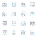 Online education linear icons set. E-learning, Webinar , Distance learning, MOOCs, Virtual classrooms, Edtech, Online