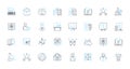 Online education linear icons set. E-learning, Webinar , Distance learning, MOOCs, Virtual classrooms, Edtech, Online Royalty Free Stock Photo