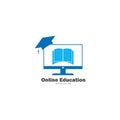 Online education logo vector icon illustration Royalty Free Stock Photo