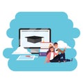 Online education millennial student laptop
