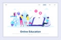 Online education modern flat design concept. Learning and people concept. Landing page template. Royalty Free Stock Photo