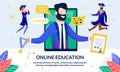 Online Education, Modern Profession, Cartoon