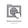 online education outline icon. isolated line vector illustration from e-learning collection. editable thin stroke online education Royalty Free Stock Photo