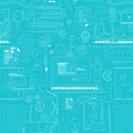 Online education outline vector seamless pattern