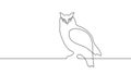 Online education owl one line graduation concept. E-learning training skill courses. Certificate student diploma sketch Royalty Free Stock Photo