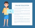 Online Education Poster Text, Woman with Notebook