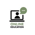 Online education resources vector line icon, online learning courses, distant education, e-learning tutorials Royalty Free Stock Photo
