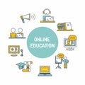 Online Education set Icon