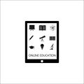Online education solid icon set, E-learning