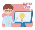 Online education, teacher teaching lesson with the computer