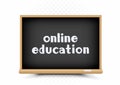 Online education text draw on blackboard