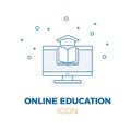 Online education thin line icon illustration. Vector design with