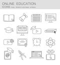 Online education thin line icons set. Royalty Free Stock Photo