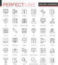 Online education thin line web icons set. Knowledge Outline stroke icons design. Royalty Free Stock Photo