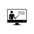 Online education vector icon, online learning courses, distant education, e-learning tutorials illustration Royalty Free Stock Photo