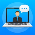 Online education, Video call, Learning tutorial, Internet courses. Vector stock illustration Royalty Free Stock Photo