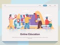 Online education web concept for landing page in flat design. Vector illustration Royalty Free Stock Photo