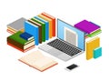 Online education, web e-book shop, library vector isometric concept Royalty Free Stock Photo