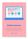 Online educational courses, studying material concept. laptop with website landing page template Royalty Free Stock Photo