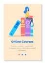 Online educational courses, studying science concept. Woman working on self education using laptop Royalty Free Stock Photo