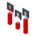 Online election graph icon isometric vector. People vote