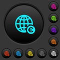 Online Euro payment dark push buttons with color icons