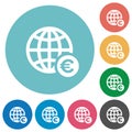 Online Euro payment flat round icons