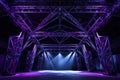 Online event entertainment concept. Background for concert. Purple stage spotlights. Empty stage with blue spotlights. Royalty Free Stock Photo