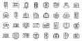 Online exam icons set outline vector. Study class