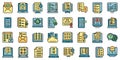 Online exam icons set vector flat