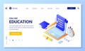 Online exam test vector 3d isometric illustration. Landing page banner template. Internet education, learning concept