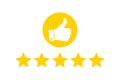 Online feedback reputation quality customer review concept flat style. Businessman hand finger pointing five gold star rating. Royalty Free Stock Photo