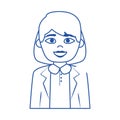 Online female doctor medical staff character blue line style icon Royalty Free Stock Photo