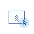 Online file share. Website data transfer. Web content distribution, file upload. Pixel perfect, editable Royalty Free Stock Photo