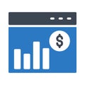 Online finance graph web glyph color flat vector icon Royalty Free Stock Photo