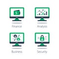 Online finance, internet banking, web security, computer monitor and padlock, financial security system Royalty Free Stock Photo