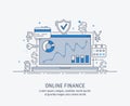 Online finance, security payments, transactions, investments and deposits Royalty Free Stock Photo