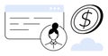 Online Financial Profile with User Avatar, Web Page, Money Coin, and Cloud Graphics Royalty Free Stock Photo
