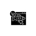 Online fish order black glyph icon Royalty Free Stock Photo