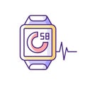 Online fitness activity tracker RGB color icon.