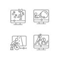 Online fitness athletic trainings linear icons set.