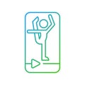 Online fitness stretching gradient linear vector icon.