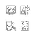 Online fitness wellness programs linear icons set.