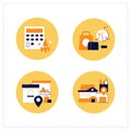 Online food flat icons set Royalty Free Stock Photo