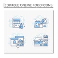 Online food line icons set Royalty Free Stock Photo