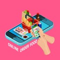 Online Food Order Isometric Ecommerce Poster