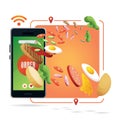 Online food ordering concept. Vector illustration decorative design