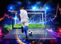 Online football bet and analytics and statistics for soccer game Royalty Free Stock Photo
