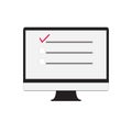 Online form survey on computer. checklist and questionnaire icon