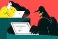 Online fraud, trick in internet dating concept